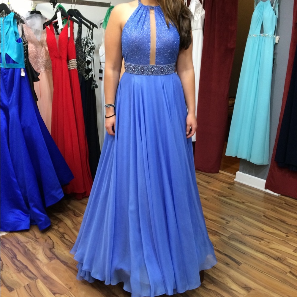 Periwinkle prom dress.